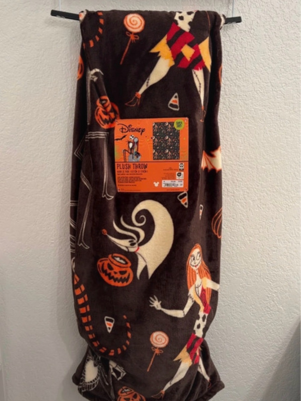 Disney Nightmare Before Christmas Plush Throw Blanket - Brown, Orange, White